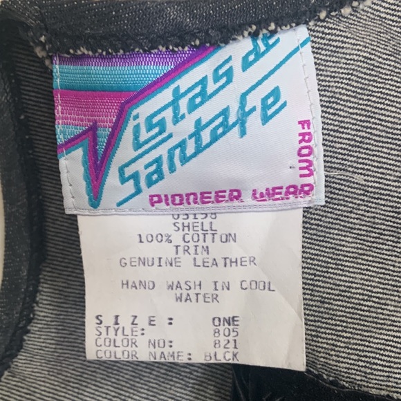 Vintage Santa Fe black denim and leather w/ scarf Southwestern Collar - Picture 6 of 8